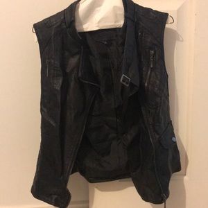 black leather vest